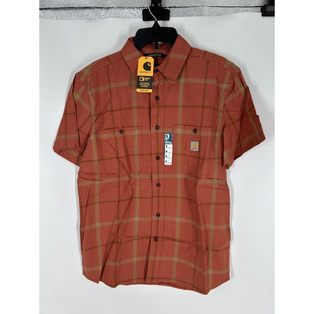 Carhartt Shirt Rugged Flex 105701 TEC Relaxed Short Sleeve Button Up Mens Medium
